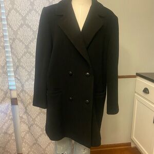 Women's Black wool button front coat size 10